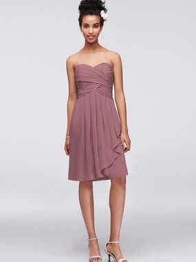 David’s Bridal Strapless Dusty Mauve Knee-Length Dress Size 6